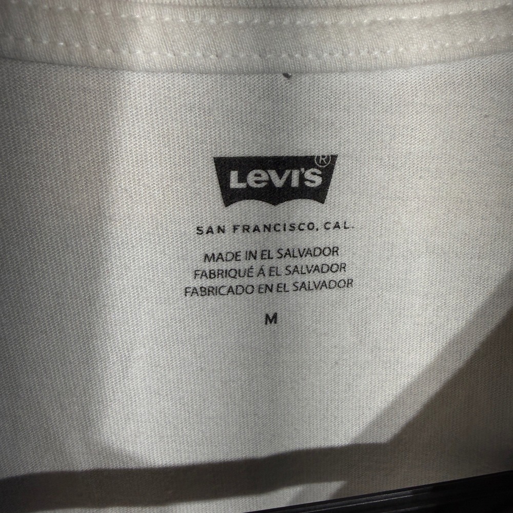 Levis Mens White Batwing Graphic Logo Short Sleeve T-Shirt Size M Medium - Picture 3 of 4